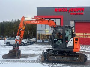 Hitachi ZX 85 US / Pyörittäjä, 2 kauhaa, Rasvari, Webasto